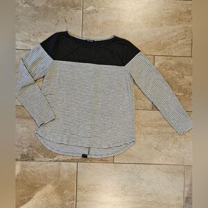 Pink Clover Black and Gray Striped Top